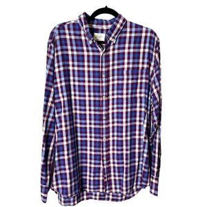 Milano Borromeo Cmp Stamp Men XL Long Sleeve Button Down Shirt Blue Purple Plaid